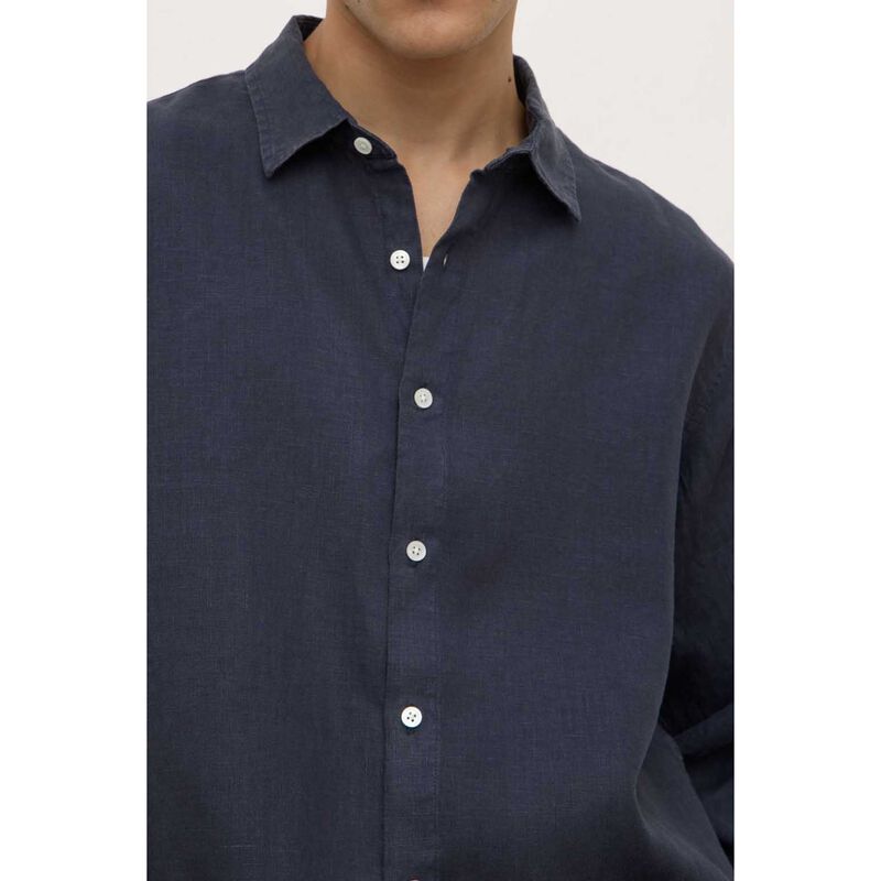 Assembly Label Everyday Mens Linen Long Sleeve Shirt True Navy image number 2